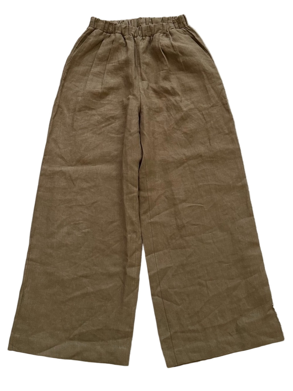 OZMA Olive Green Wide-Leg Linen Pants - Picture 6 of 10